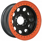 Диски  Off-Road-Wheels Black 8 x 16 5*139,7 Et: -19 Dia: 110 черный с бедлоком (оранжевый)
