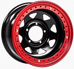 Диски  Off-Road-Wheels Black 8 x 16 5*139,7 Et: -24 Dia: 110 черный с бедлоком (красный)