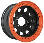 Диски  Off-Road-Wheels Black 8 x 16 5*139,7 Et: -3 Dia: 110 черный с псевдо бедлоком (оранжевый)
