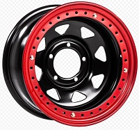 Диски  Off-Road-Wheels Black 8 x 16 5*150 Et: -14 Dia: 113 черный с бедлоком (красный)